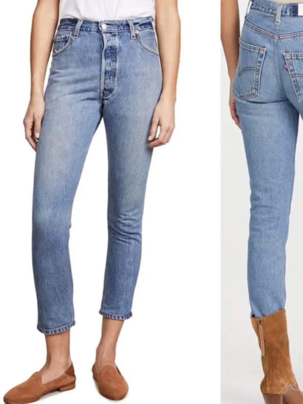 Re/Done Levis Blue Jeans 90s High Rise Ankle Crop Size 29